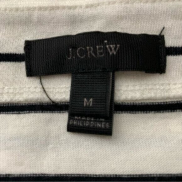 J. Crew Black & White Long Sleeve Striped With Velvet Bow - Picture 6 of 9